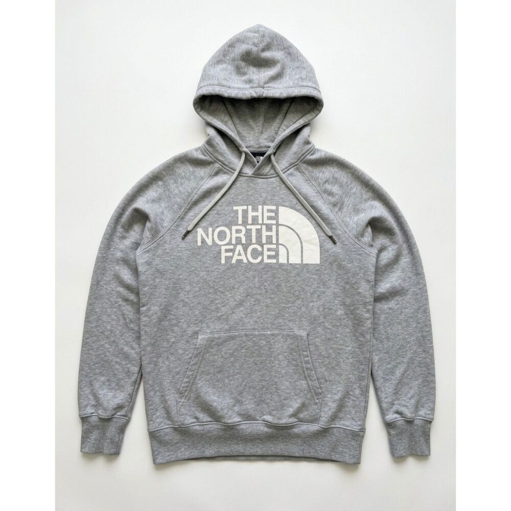 The North Face Women's Half Dome Pullover Hoodie Heather Grey White Logo Size S
